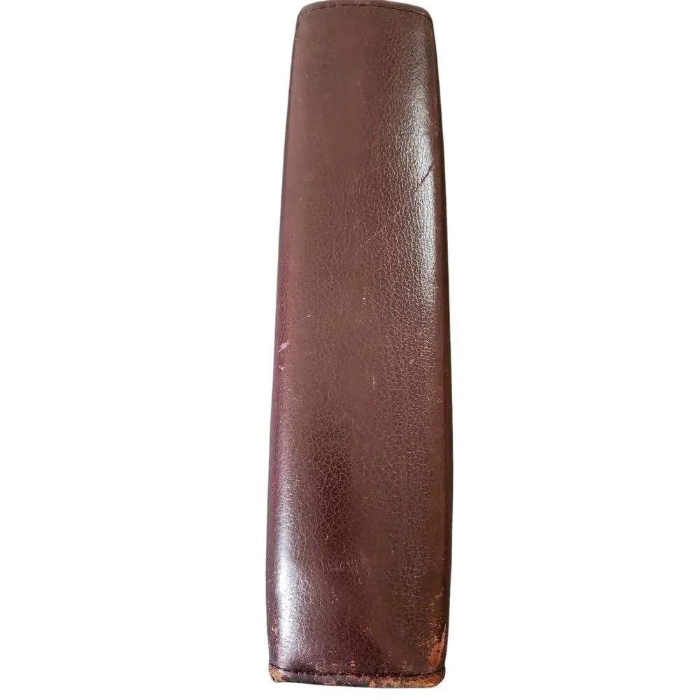 Vintage Franklin Day Timer Genuine Leather 7-Ring Classic Planner Zipper Closure